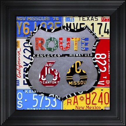 Framed Route 66 Road Sign Print