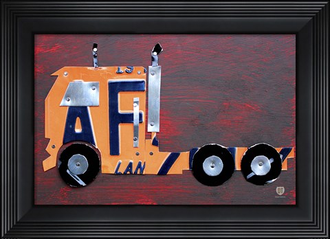 Framed Semi Truck License Plate Art Print