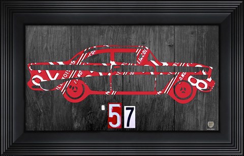 Framed 57 Chevy License Plate Art Print