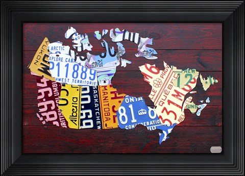 Framed Canada License Plate Map Print
