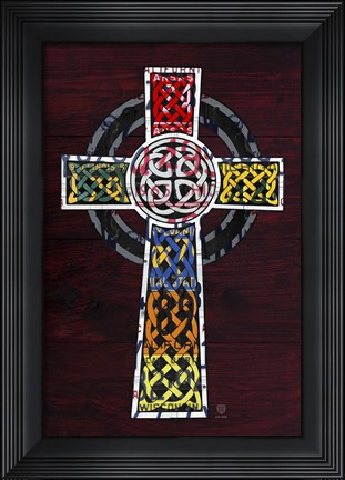 Framed License Plate Art Celtic Cross Print