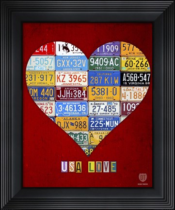Framed License Plate Art Heart Print