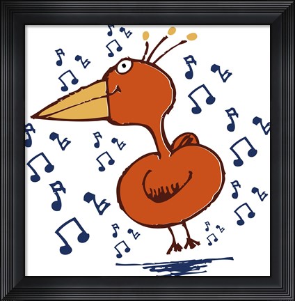 Framed Music Bird Print