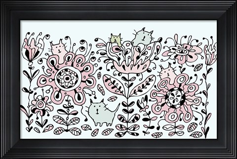 Framed Flower Cats Print