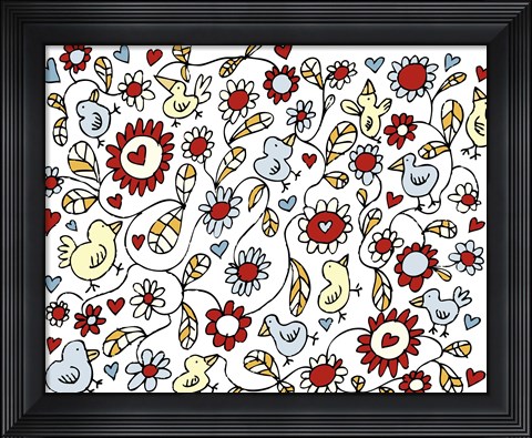 Framed Bird Flowers Print