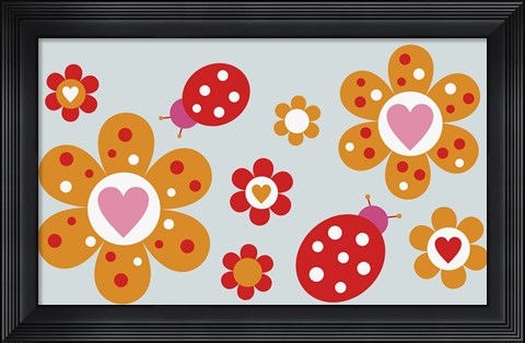 Framed Ladybird Flowers Print