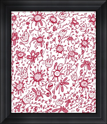 Framed Playful Pink Flowers Print
