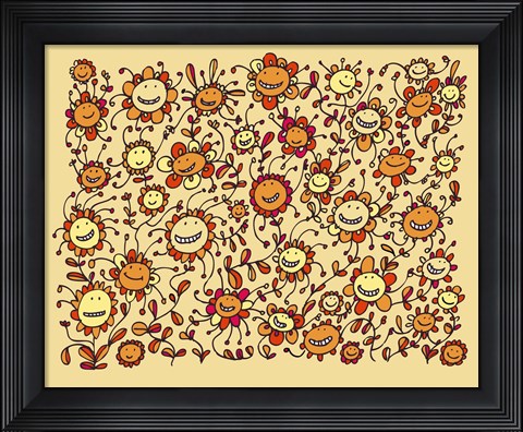 Framed Smiling Sunflowers Print
