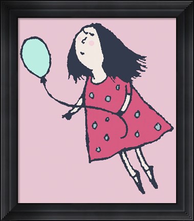 Framed Balloon Girl Pink Print