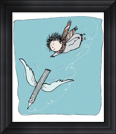 Framed Flying Pencil Print