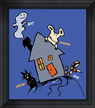 Framed Halloween House Print