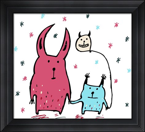 Framed Two Little Monsters Print