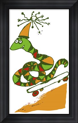 Framed Skateboard Snake Print
