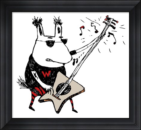 Framed Wild Guitar Wolf Print