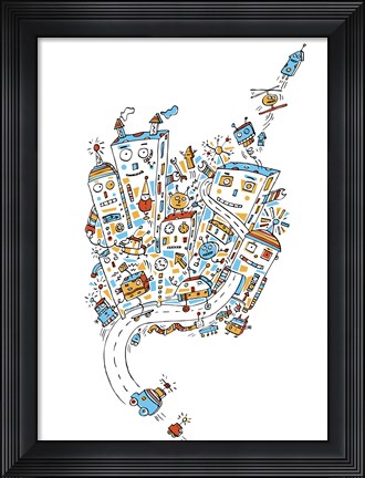 Framed Robot City Print