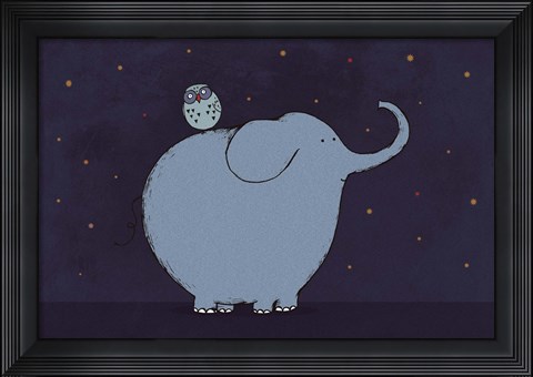 Framed Owl And Elephant Print