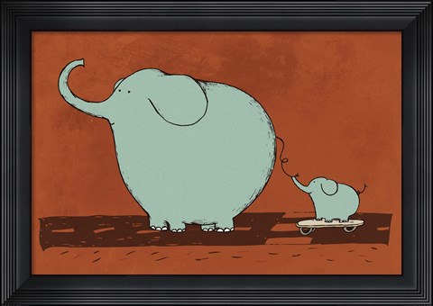 Framed Skateboard Elephant Print