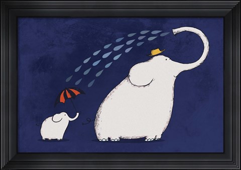 Framed Umbrella Elephant Print