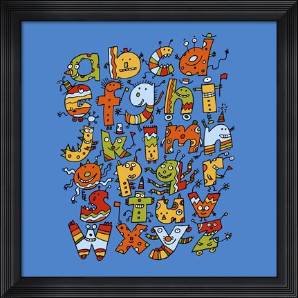 Framed Alphabet Monsters Print