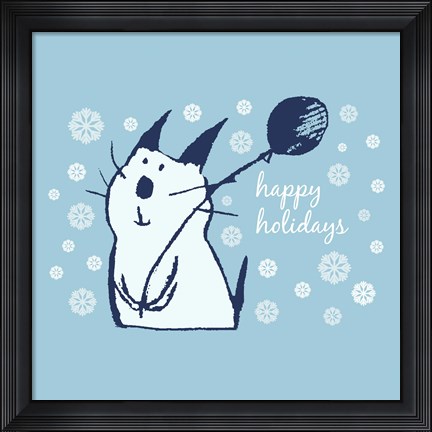 Framed Christmas Party Cat Print