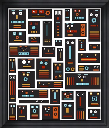 Framed Crazy Robot Friends Print