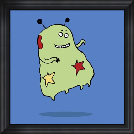Framed Cute Green Alien Print