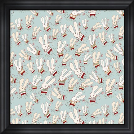 Framed Flower Bunny Pattern Print