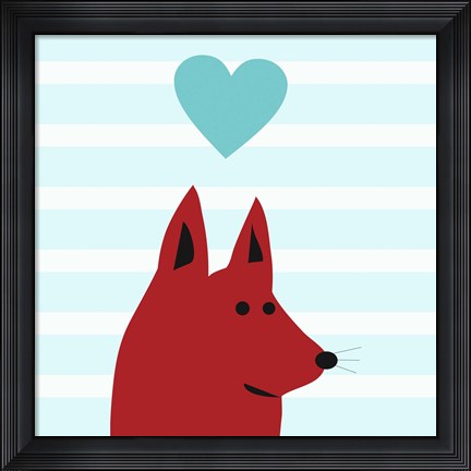 Framed Happy Red Dog Love Print