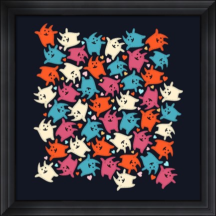 Framed Tiny Tumbling Kittens Print