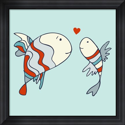 Framed Two Little Love Fish Print