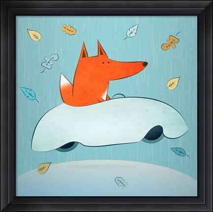 Framed Fox In Car Print