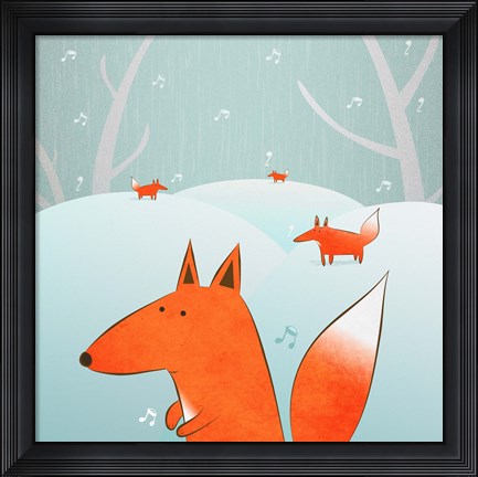 Framed Winter Foxes Print