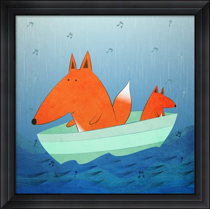 Framed Fox In A Boat Print