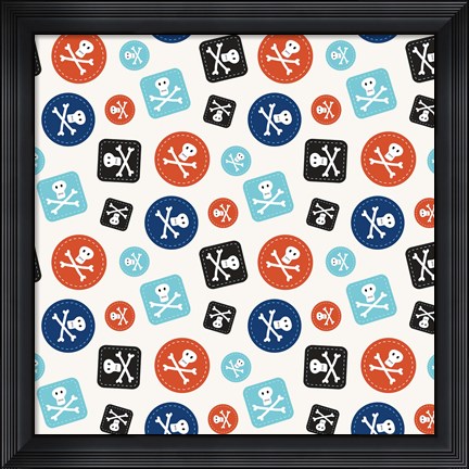 Framed Pirate Badge Pattern Cream Print