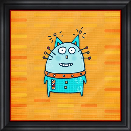 Framed Robot Cat Print