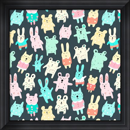 Framed Sleepy Time Toy Pattern 1 Print