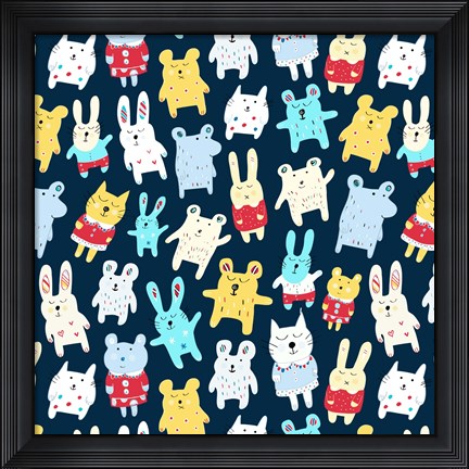 Framed Sleepy Time Toy Pattern 2 Print