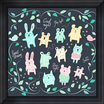 Framed Sleepy Time Toys Print