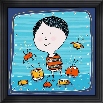 Framed Robot Boy 1 Print