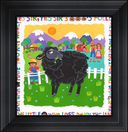 Framed Bah Bah Black Sheep Print