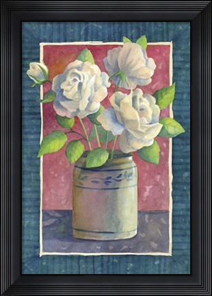 Framed White Roses Print