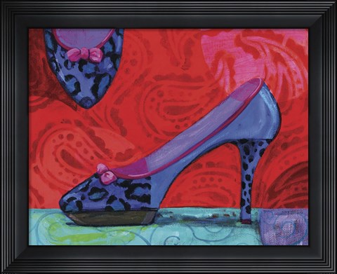 Framed Shoe Blue Leopard Print