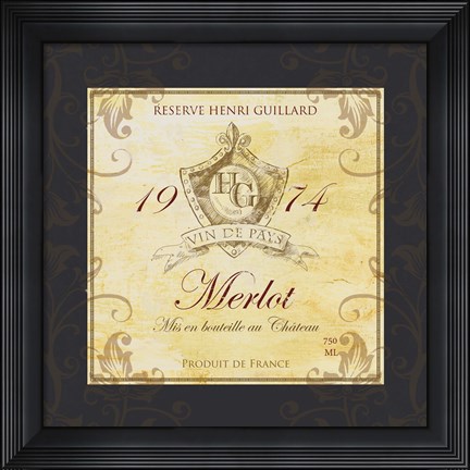 Framed Wine Label VI Print