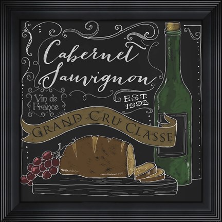 Framed Wine Chalkboard II Print