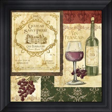 Framed French Wine Patch Print