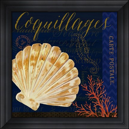 Framed Coastal Blue V Print