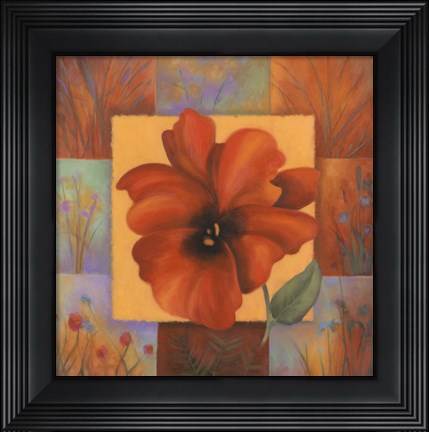 Framed Red Patchwork Print