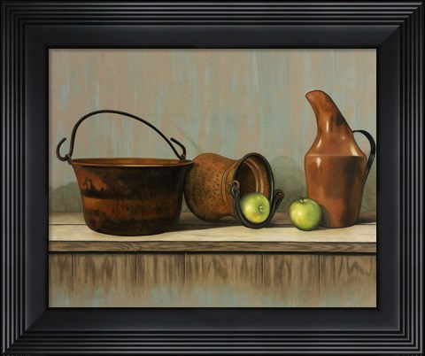 Framed Rustic Cooking Pots Print