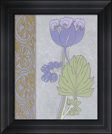Framed Blue Tulip With Left Border Print