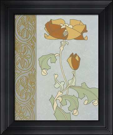 Framed Tan Tulip With Left Border Print